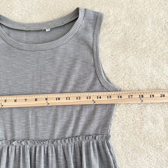 Women's Dress Gray Size M Sleeveless Ribbed Knee-Length - Picture 7 of 9